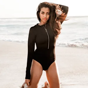 Cassia Surf Suit - Black Ribbed