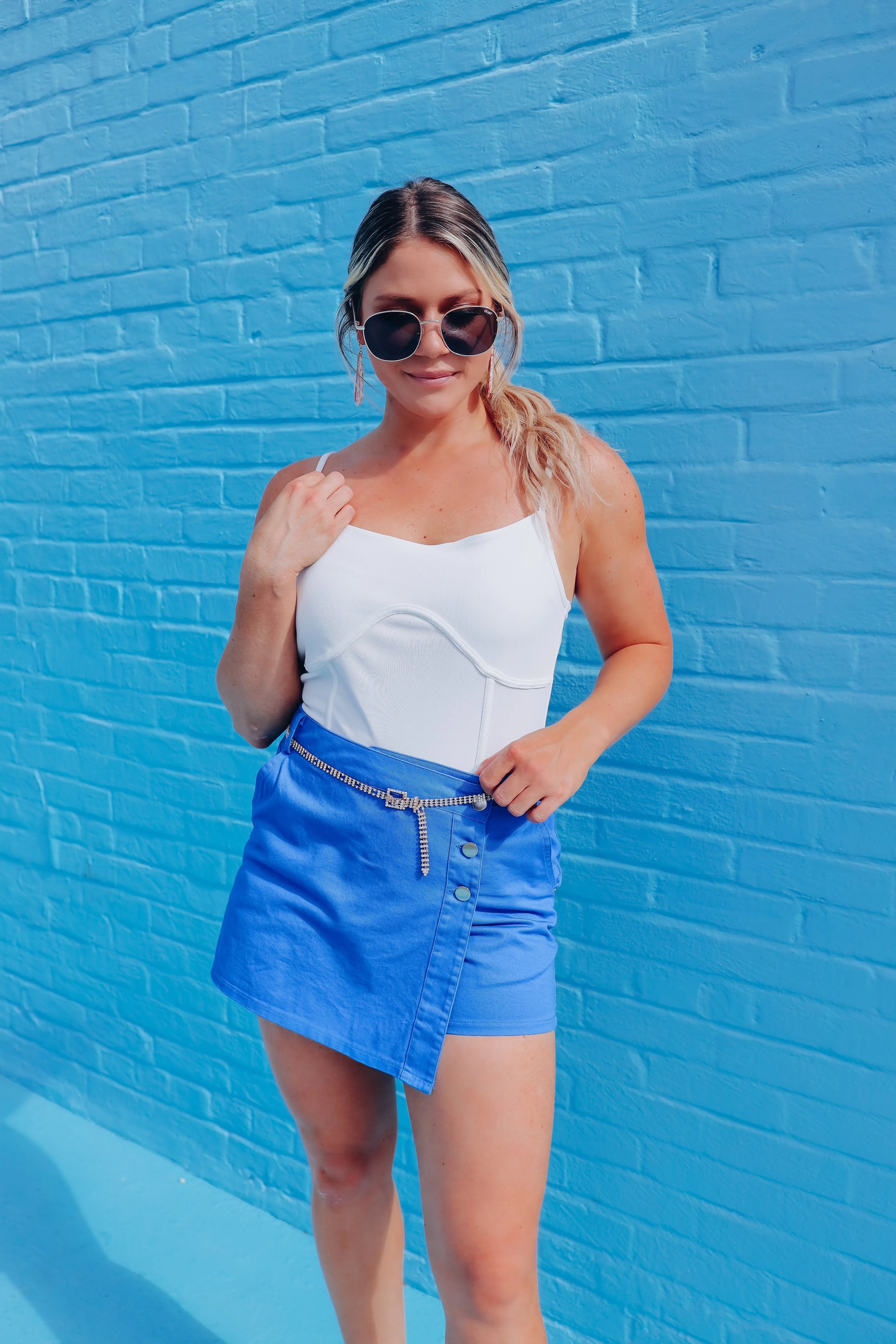 Chance Cotton Pocketed Skorts - Blue - Final Sale