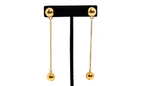 Chanel 18k Gold Plated Ball Charm Drop Earrings