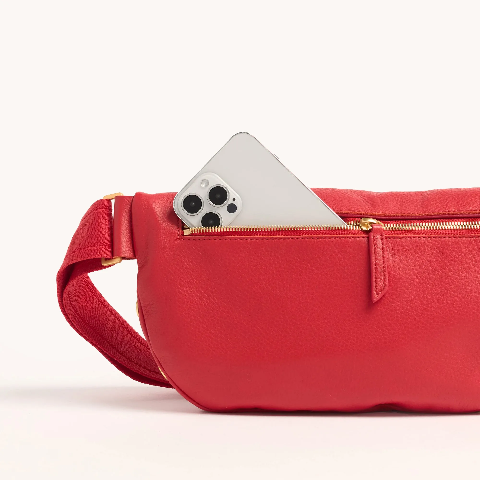 Charles Crossbody | Poppy Red/Brushed Gold | Lrg
