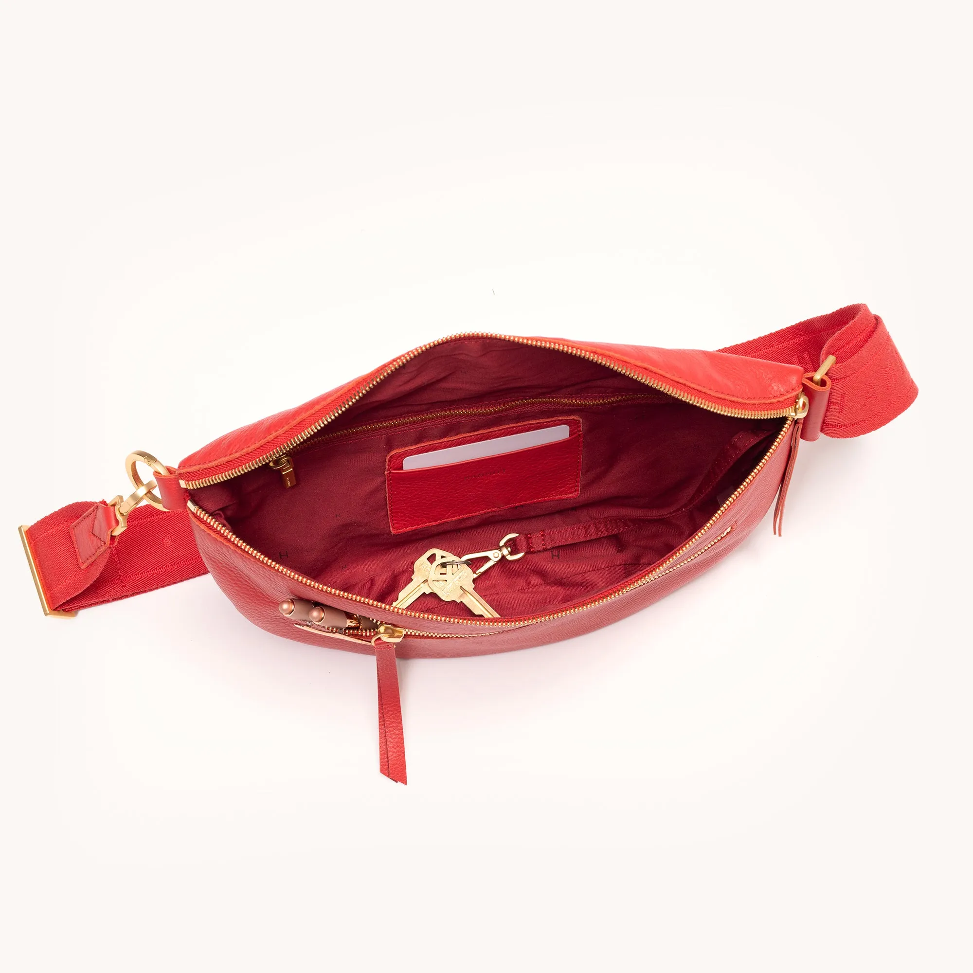 Charles Crossbody | Poppy Red/Brushed Gold | Lrg