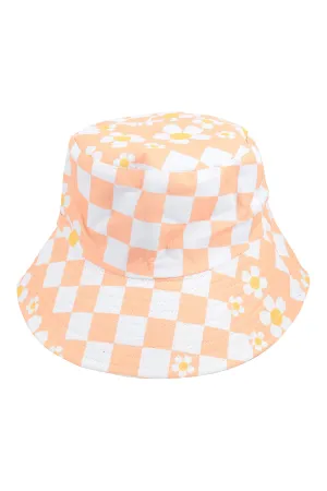 CHECK FLOWER PRINT FASHION BUCKET HAT