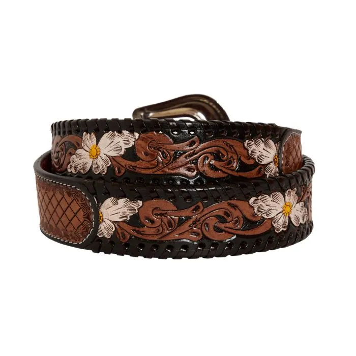 CHECKERED BROWN LEATHER BELT