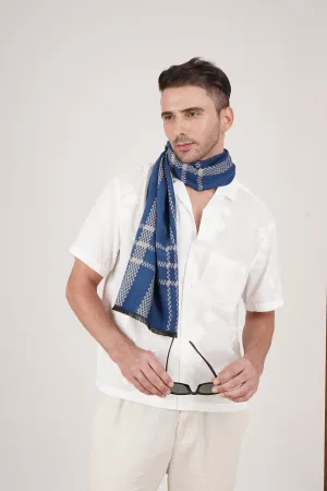 Checks and Stripes Modal Scarf - Blue