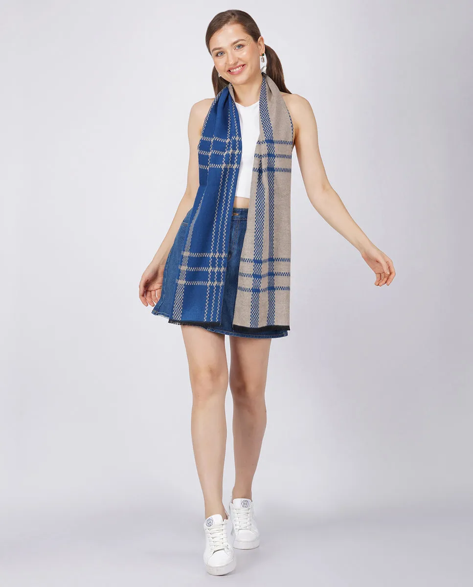 Checks and Stripes Modal Scarf - Blue