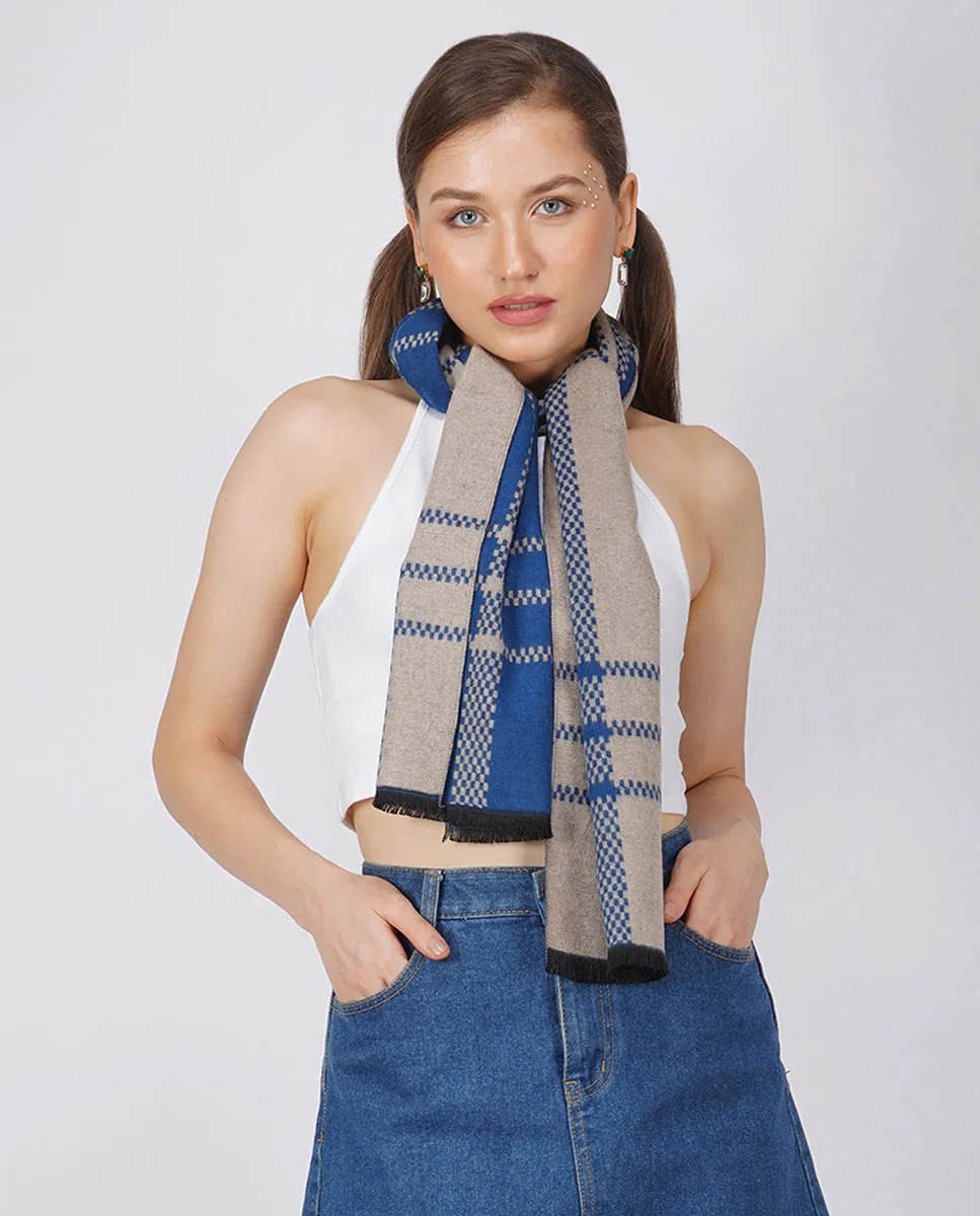 Checks and Stripes Modal Scarf - Blue