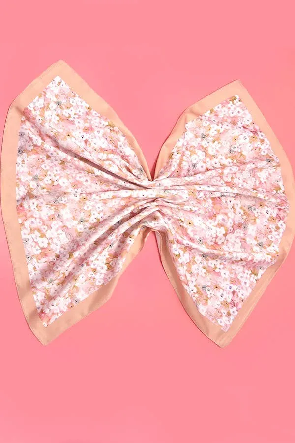 CHERRY BLOSSOM PRINT SILKY FEEL BANDANA SCARF | 40SC619