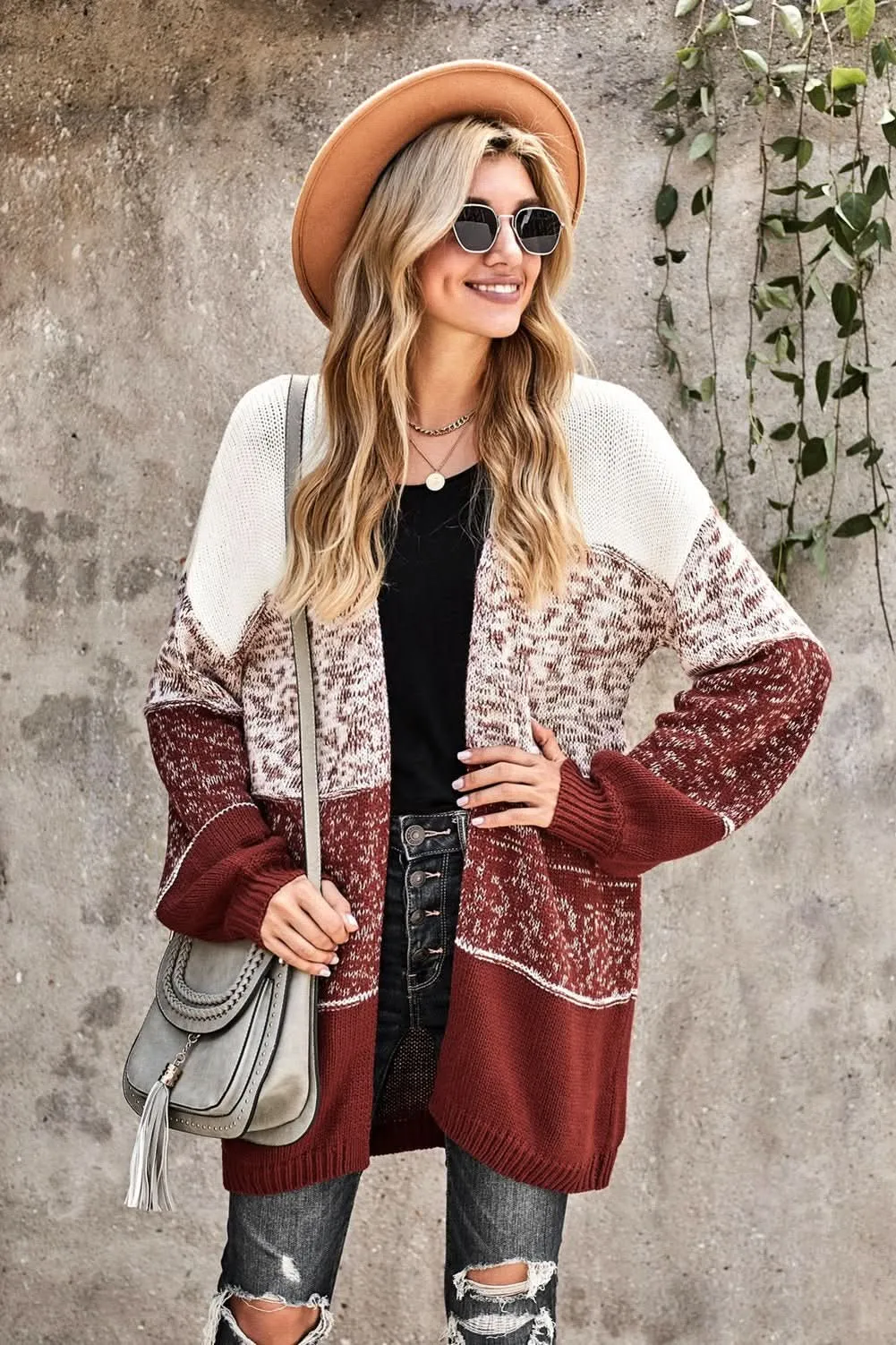 Chic Stripe Long Sleeve Knit Cardigan
