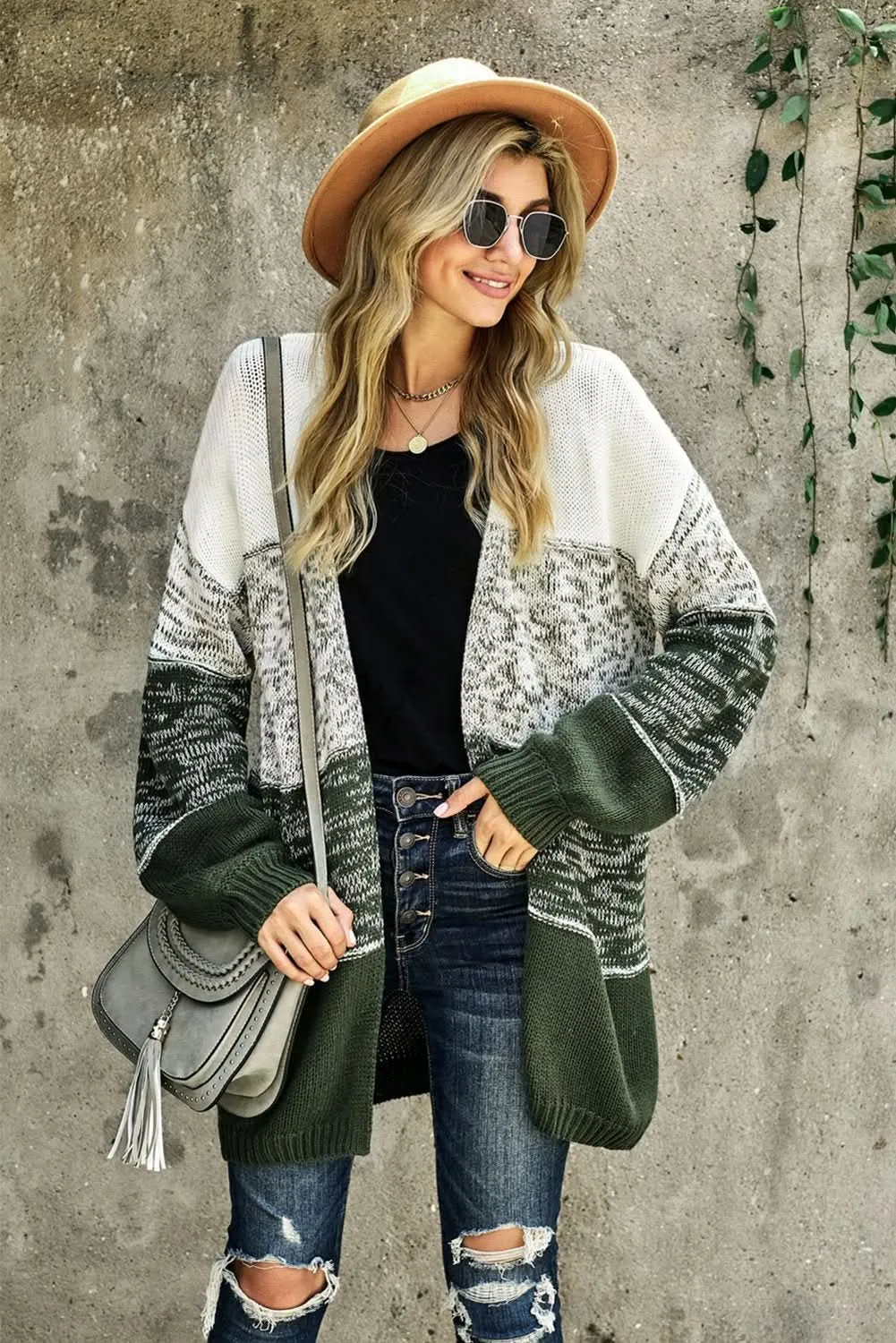 Chic Stripe Long Sleeve Knit Cardigan