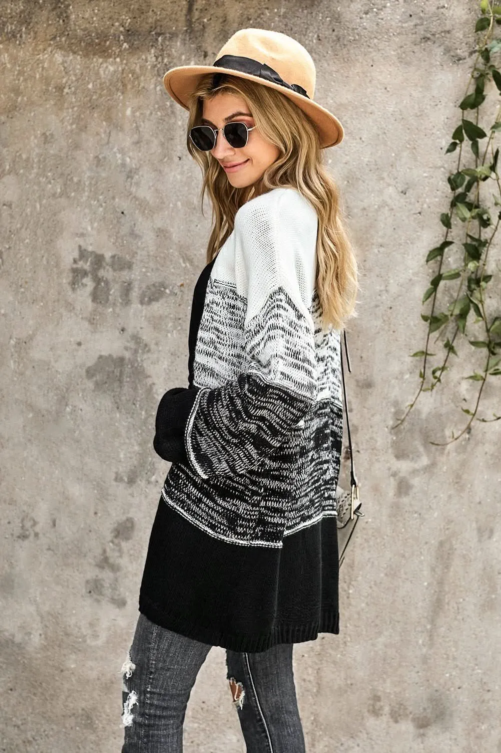 Chic Stripe Long Sleeve Knit Cardigan