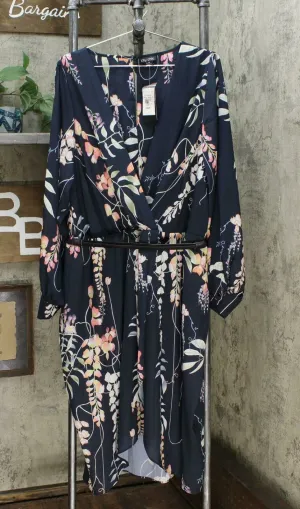 City Chic Trendy Plus Size Floral Vine Dress Navy XL (22W)