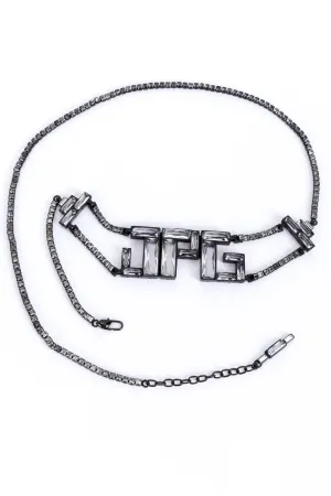 Clear Baguette Crystal Logo Belt