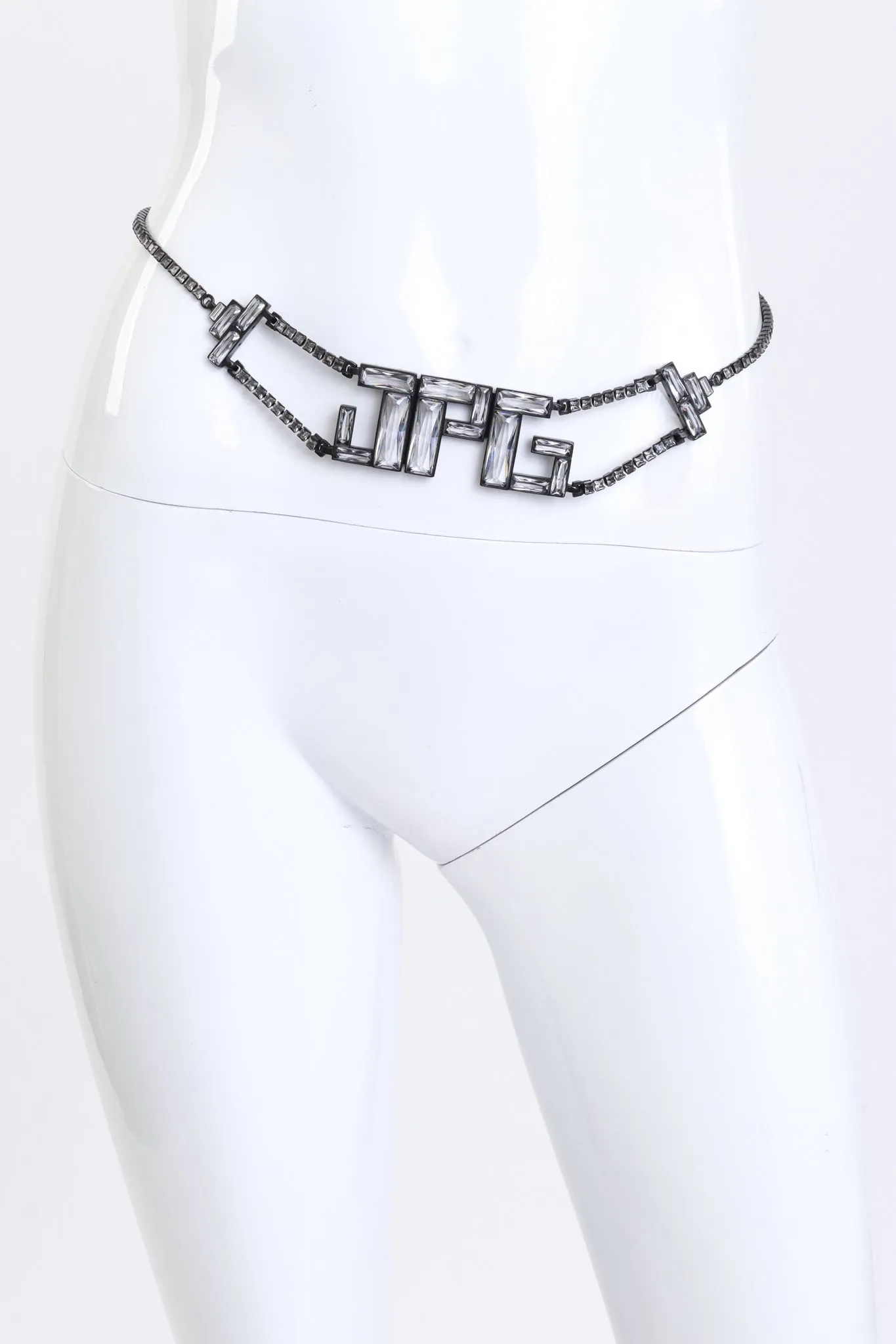 Clear Baguette Crystal Logo Belt