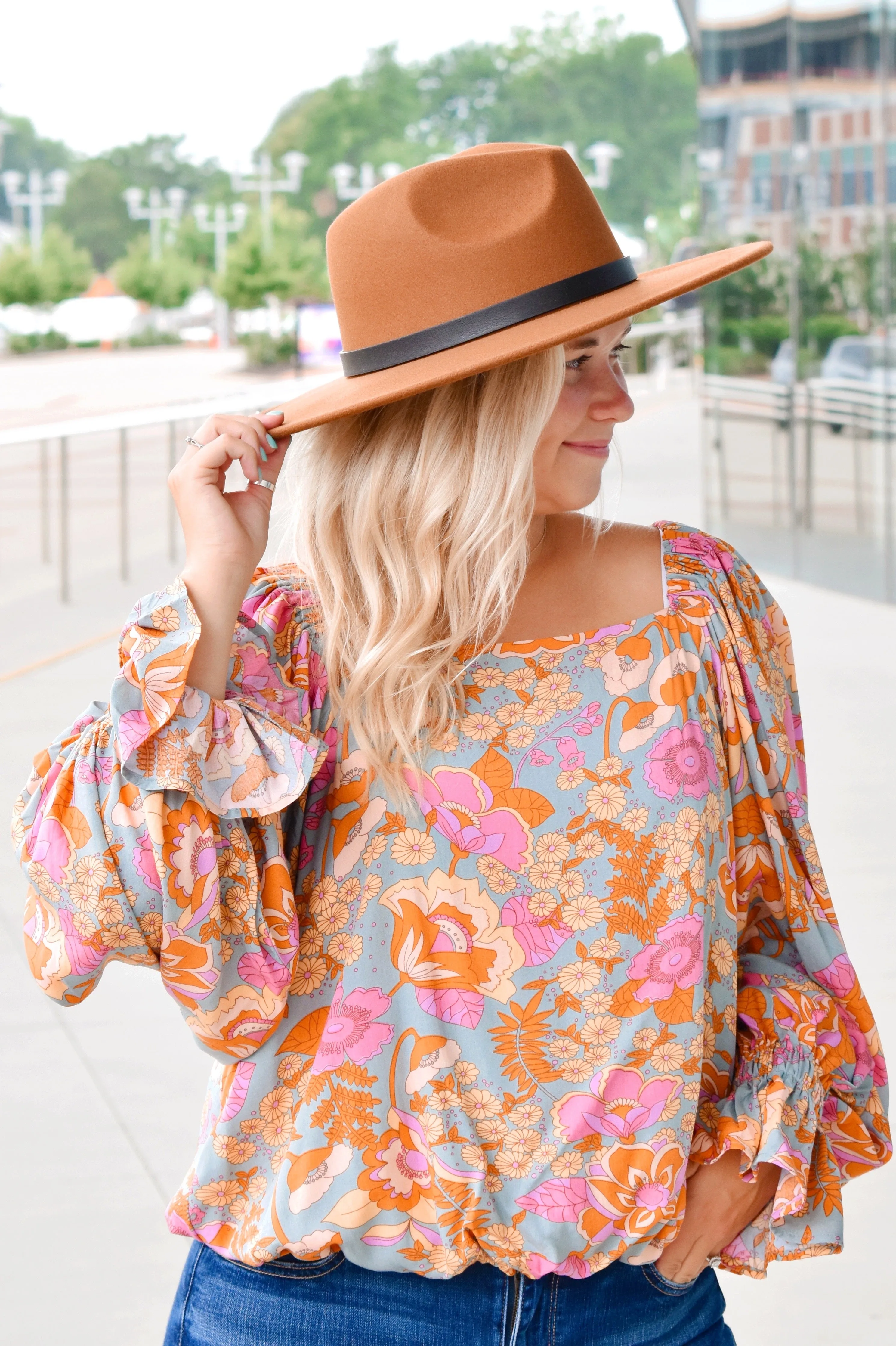Cognac Double Circle Band Hat