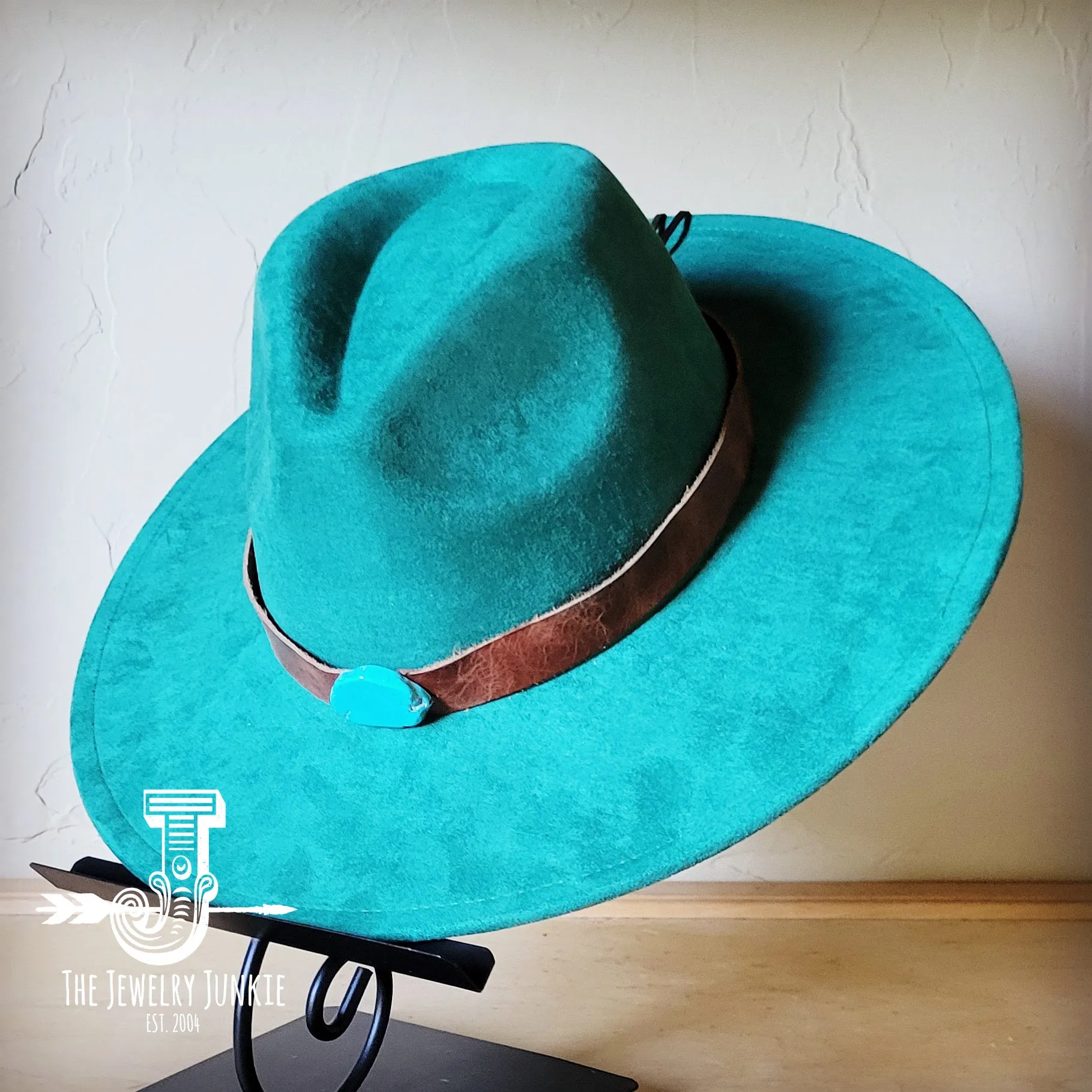 Cognac w/ Turq Slab Leather Band   Choice of Boho Hat 985r