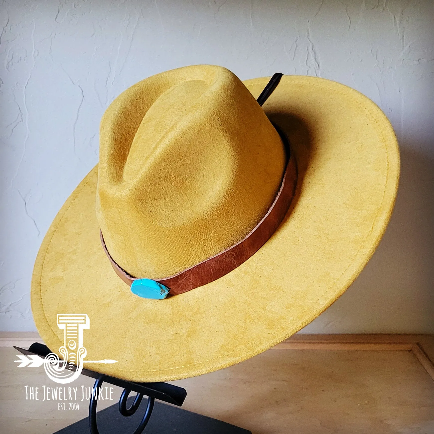 Cognac w/ Turq Slab Leather Band   Choice of Boho Hat 985r