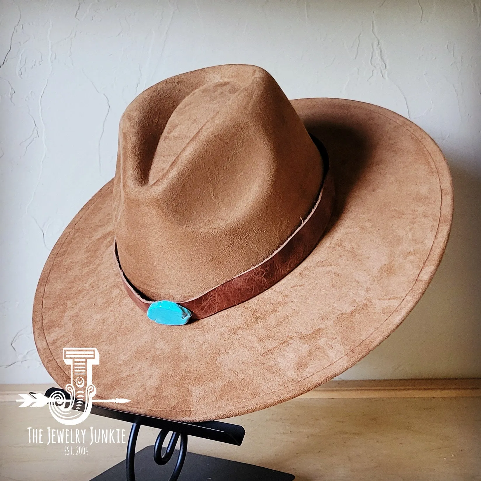 Cognac w/ Turq Slab Leather Band   Choice of Boho Hat 985r