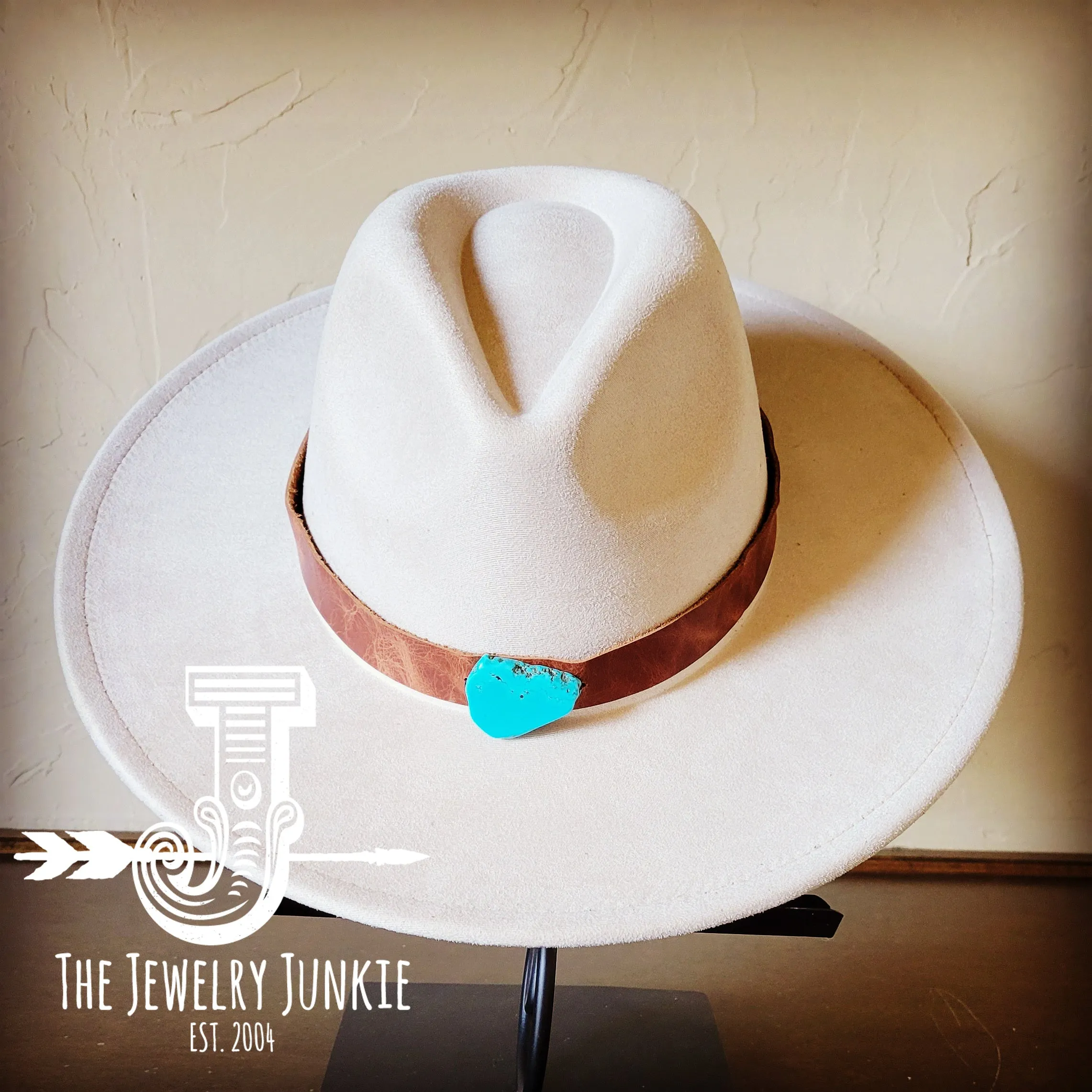 Cognac w/ Turq Slab Leather Band   Choice of Boho Hat 985r
