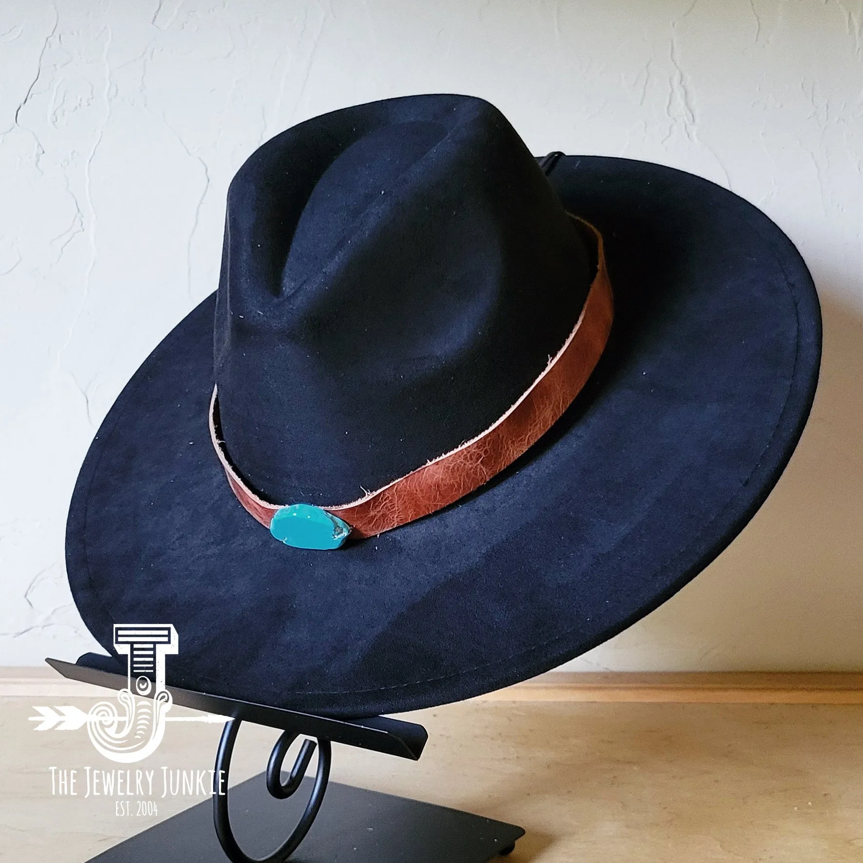 Cognac w/ Turq Slab Leather Band   Choice of Boho Hat 985r