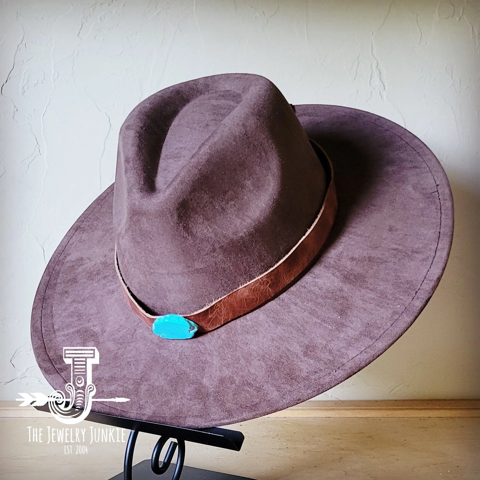 Cognac w/ Turq Slab Leather Band   Choice of Boho Hat 985r