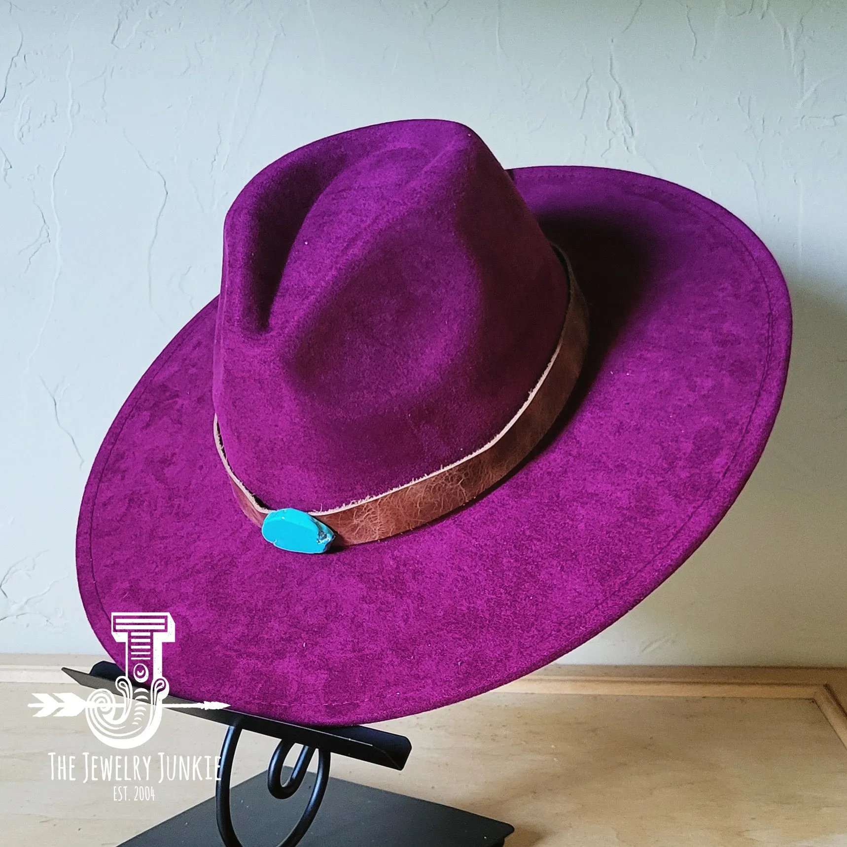 Cognac w/ Turq Slab Leather Band   Choice of Boho Hat 985r