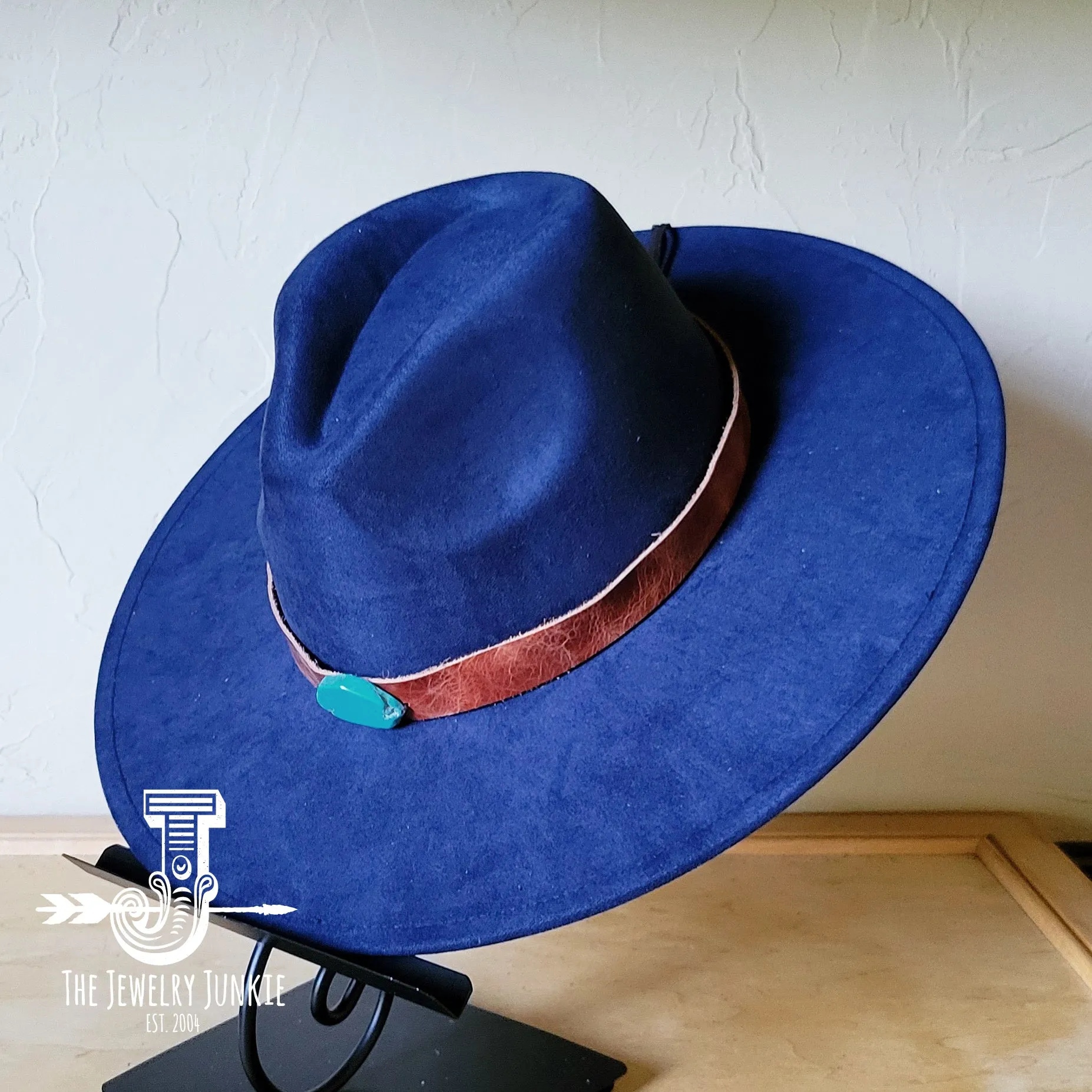 Cognac w/ Turq Slab Leather Band   Choice of Boho Hat 985r