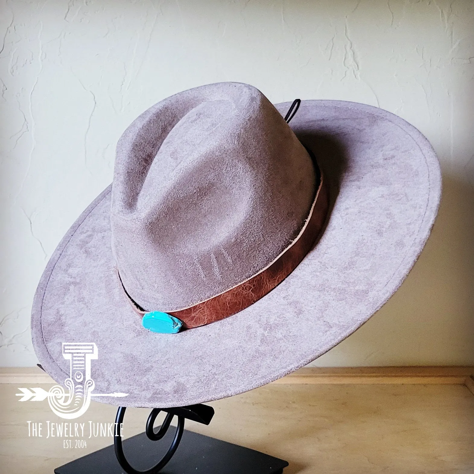 Cognac w/ Turq Slab Leather Band   Choice of Boho Hat 985r