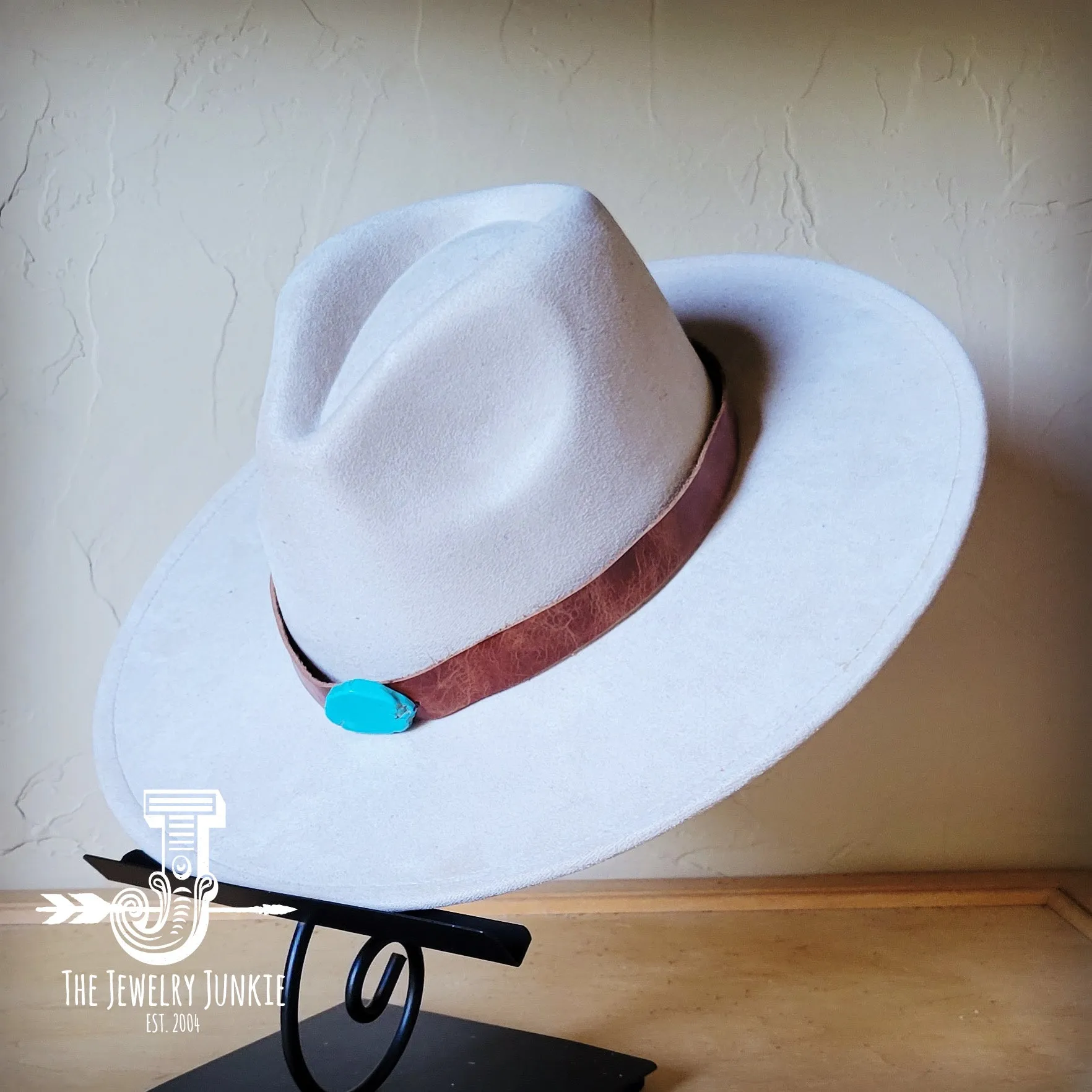 Cognac w/ Turq Slab Leather Band   Choice of Boho Hat 985r