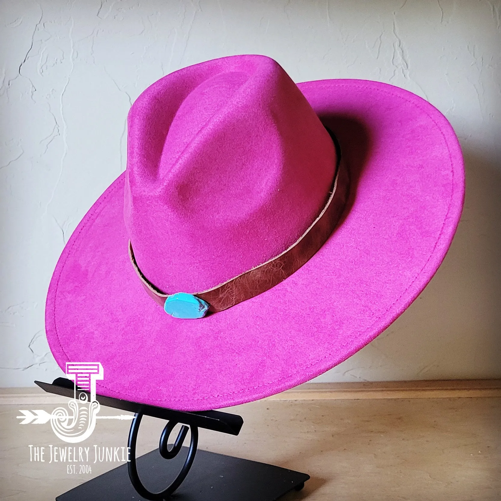 Cognac w/ Turq Slab Leather Band   Choice of Boho Hat 985r
