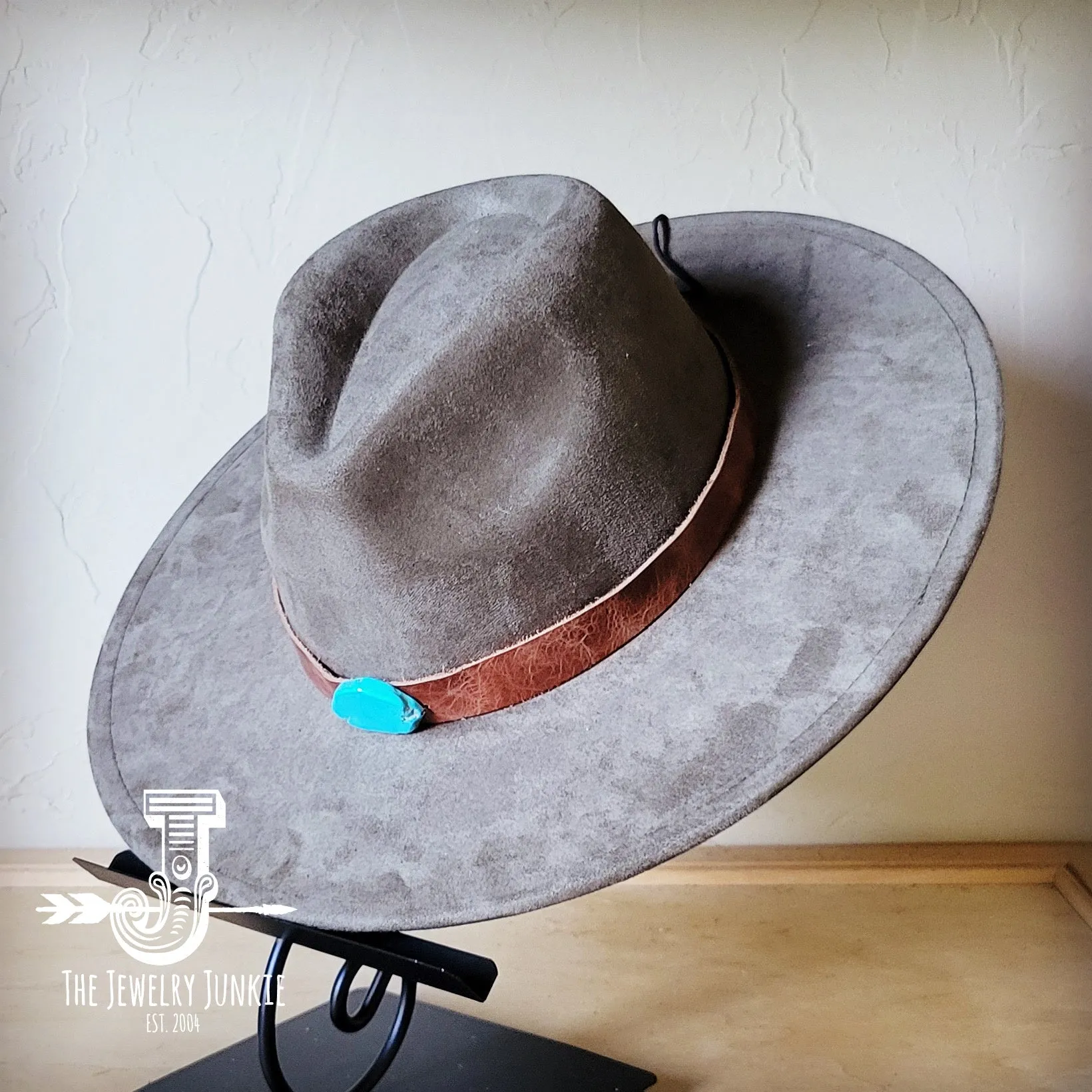 Cognac w/ Turq Slab Leather Band   Choice of Boho Hat 985r