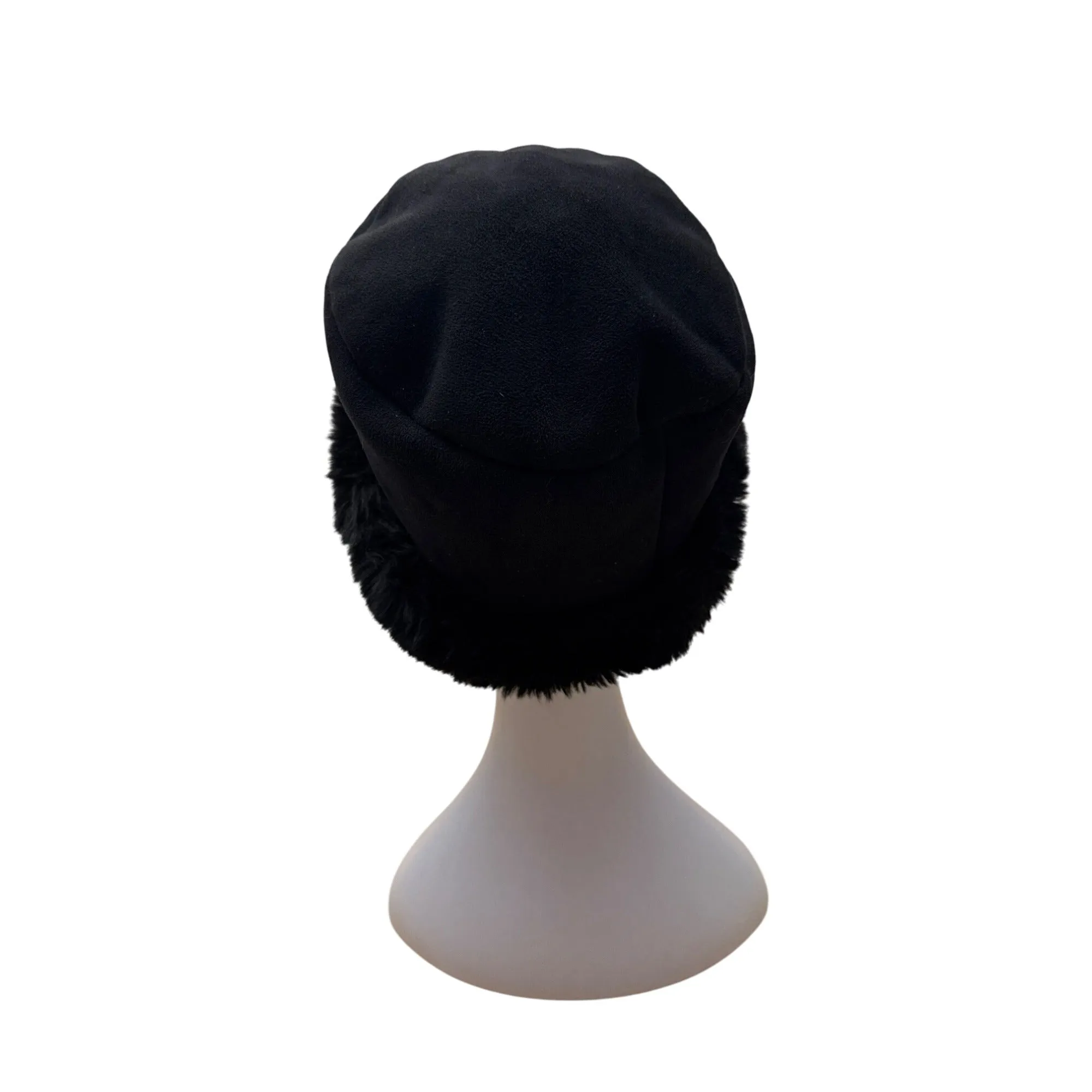 Coldwater Creek Womens Black Faux Fur Winter Bucket Hat