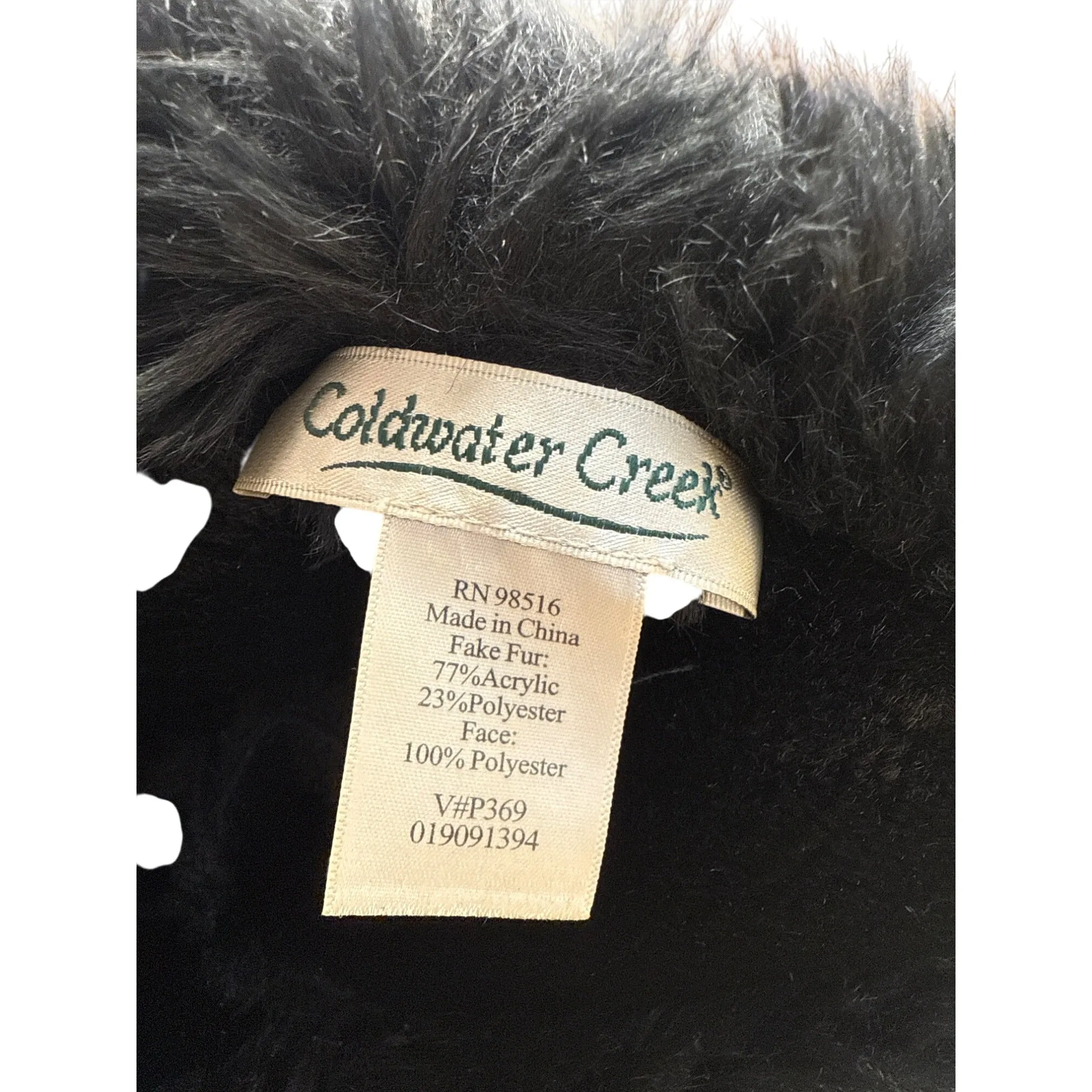 Coldwater Creek Womens Black Faux Fur Winter Bucket Hat