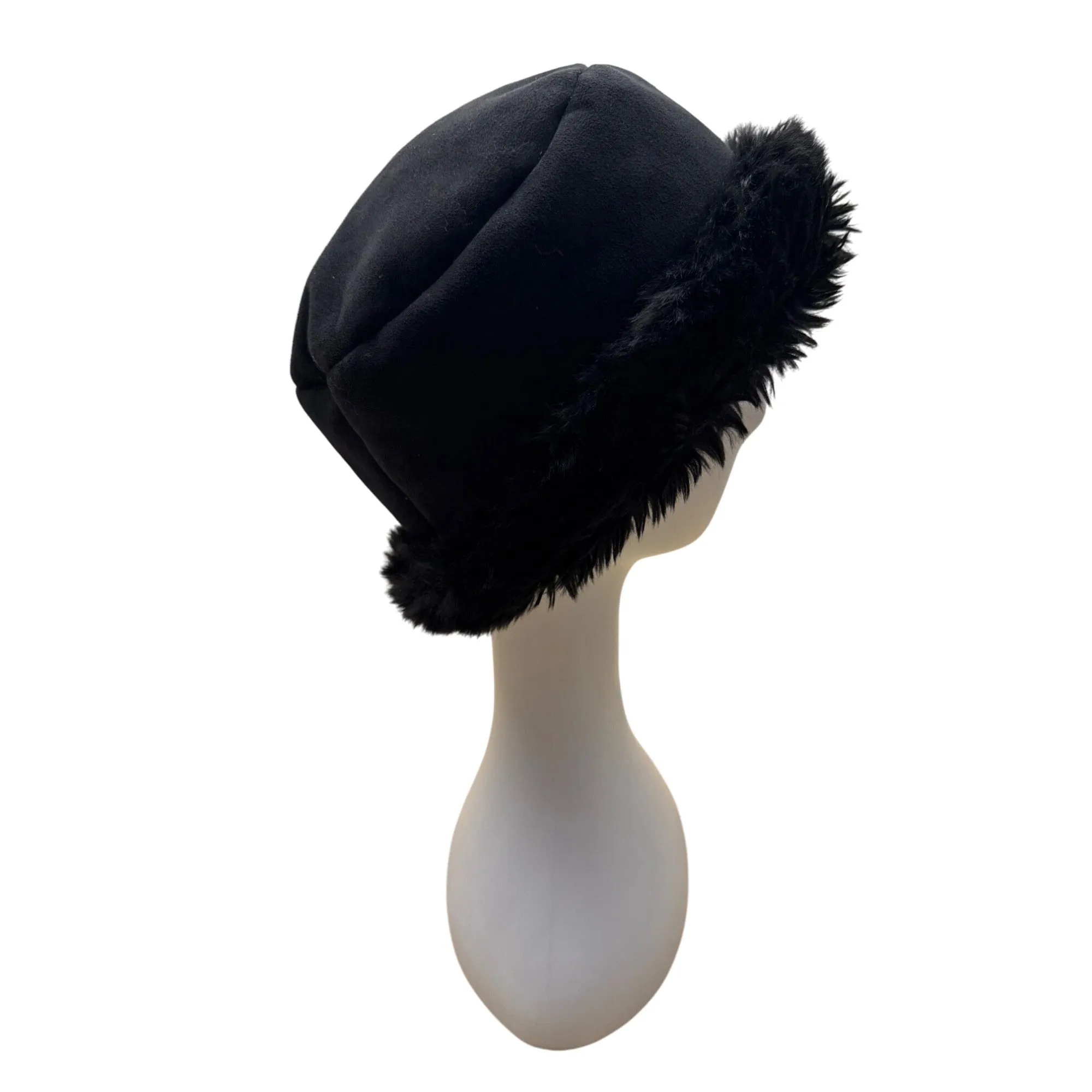 Coldwater Creek Womens Black Faux Fur Winter Bucket Hat