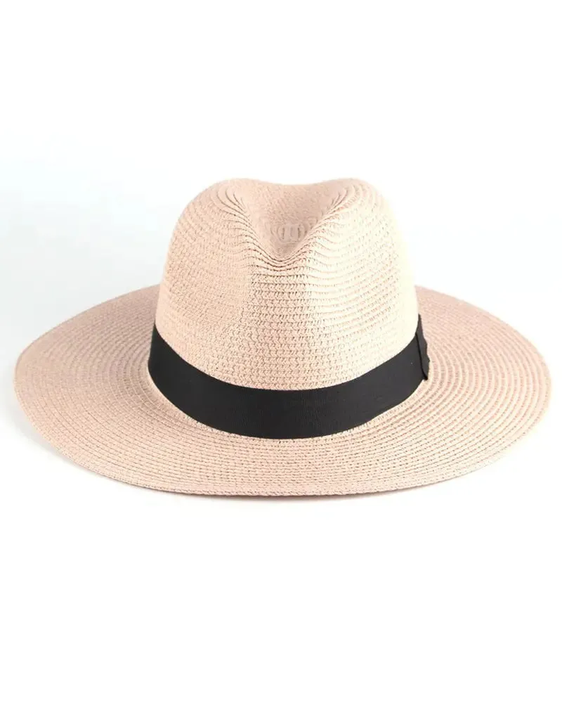Contrast Tape Straw Hat