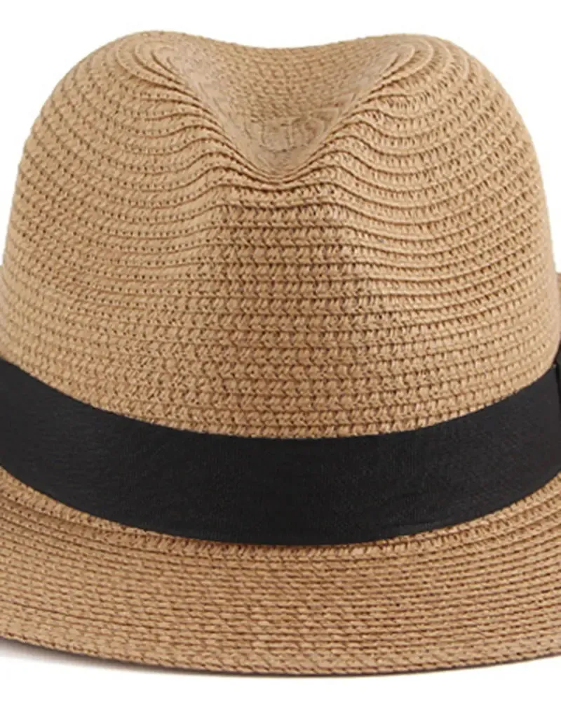 Contrast Tape Straw Hat