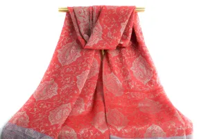 Coral Royal Paisley Pashmina Scarf Bohemian Shawl