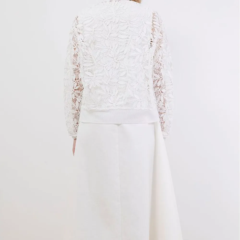 Corded Lace Bomber Jacket With Dress Set