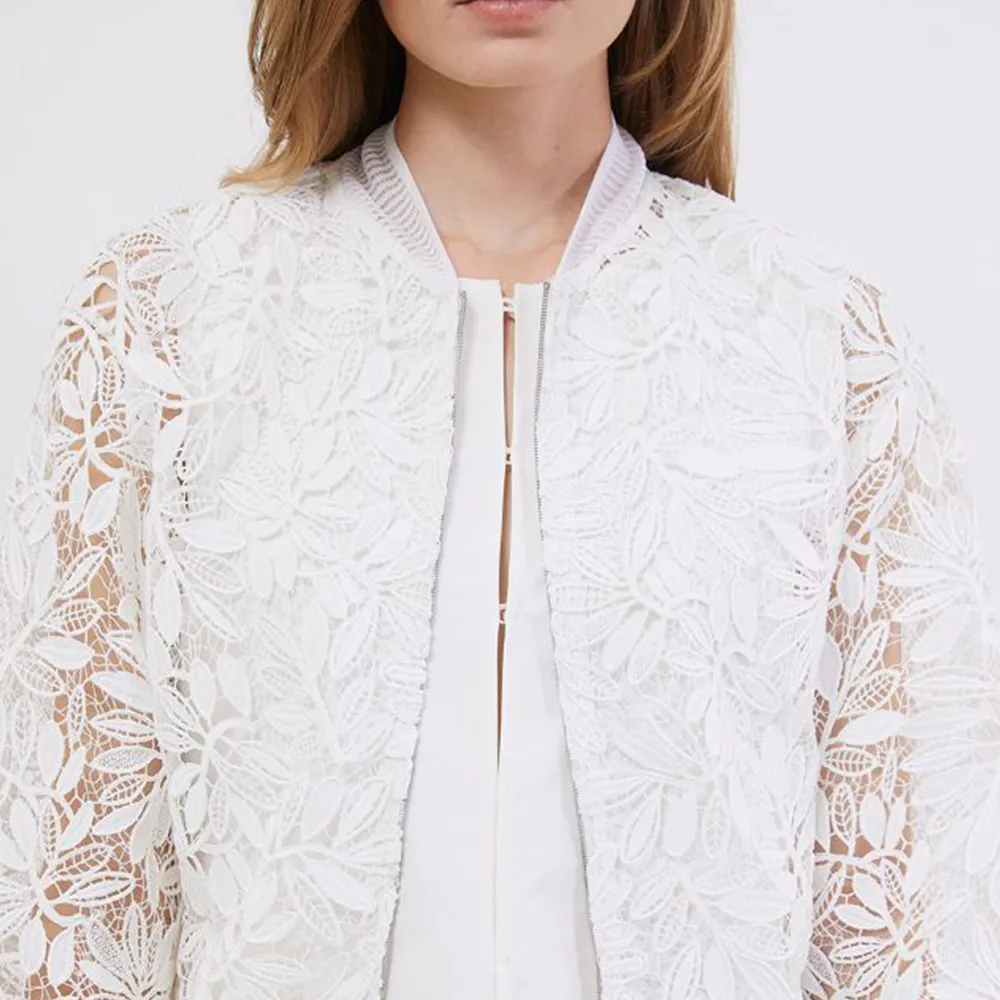 Corded Lace Bomber Jacket With Dress Set