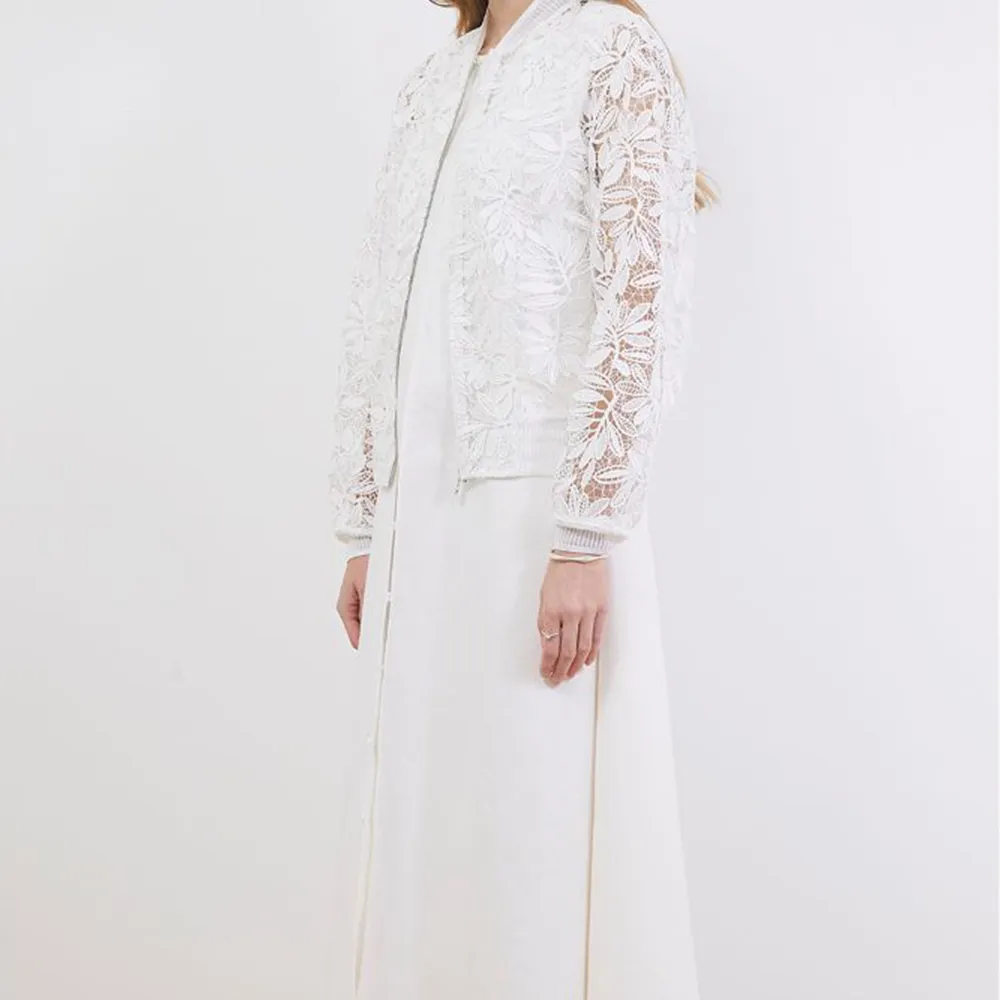 Corded Lace Bomber Jacket With Dress Set