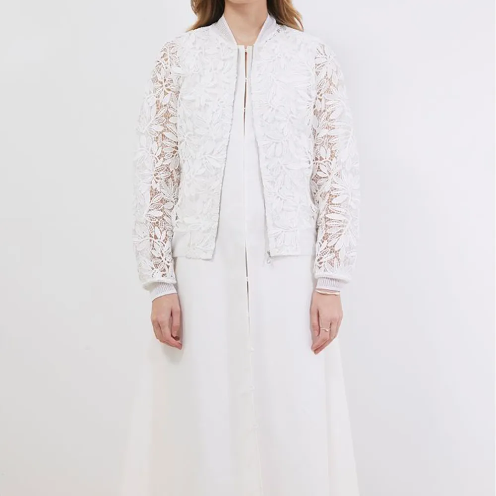 Corded Lace Bomber Jacket With Dress Set