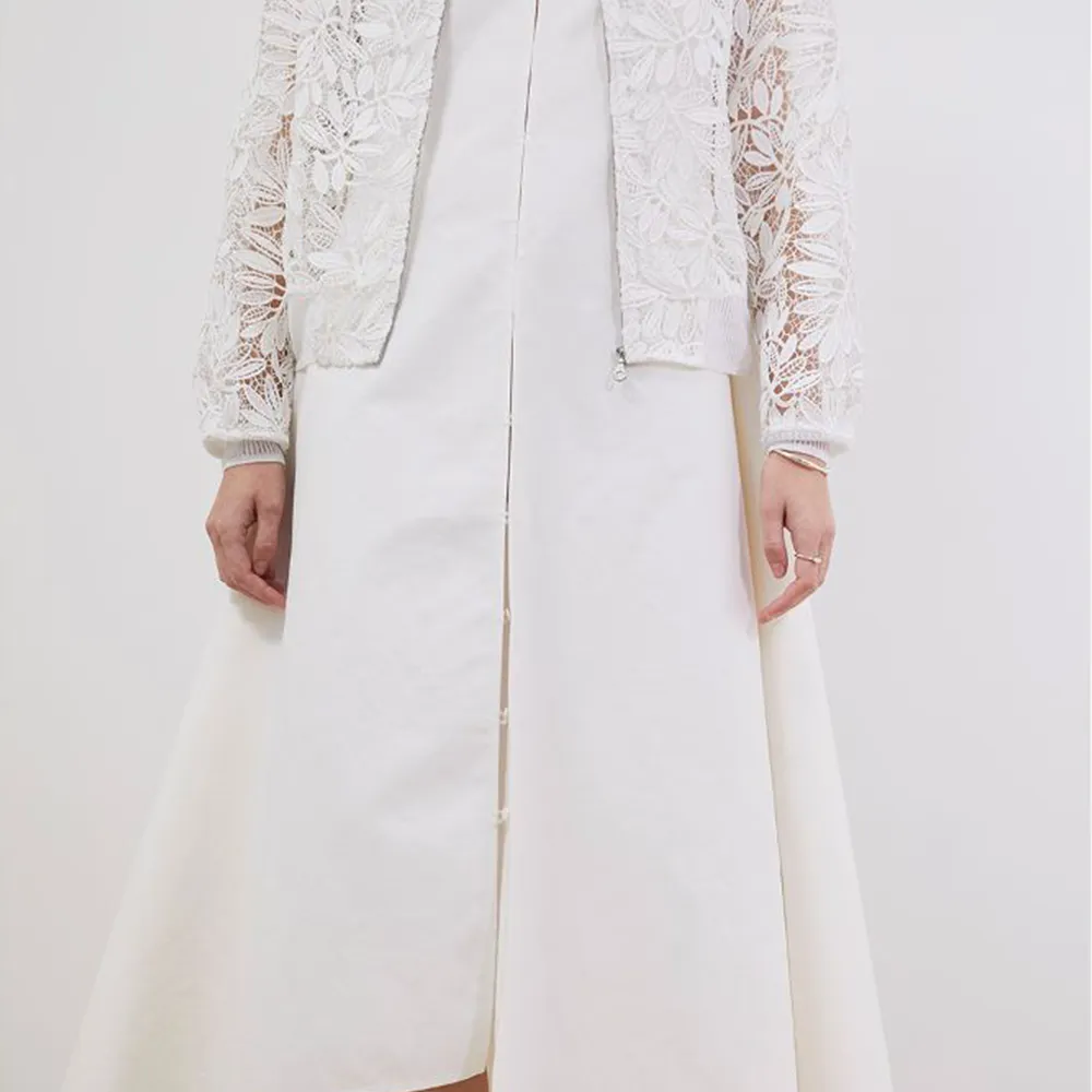 Corded Lace Bomber Jacket With Dress Set
