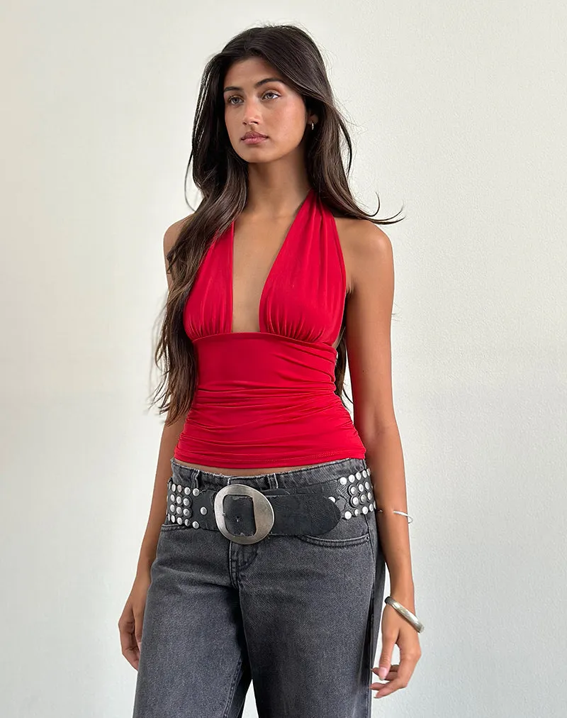 Cosimo Halterneck Top in Red
