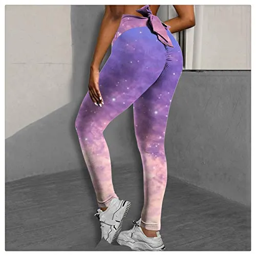 Cotonie Famous TikTok Leggings, High Waist Hip Butt Lift Yoga Pants for Women, Bow Tie Butt Lifting Workout Running Tights Stretch Tight (N, XL)