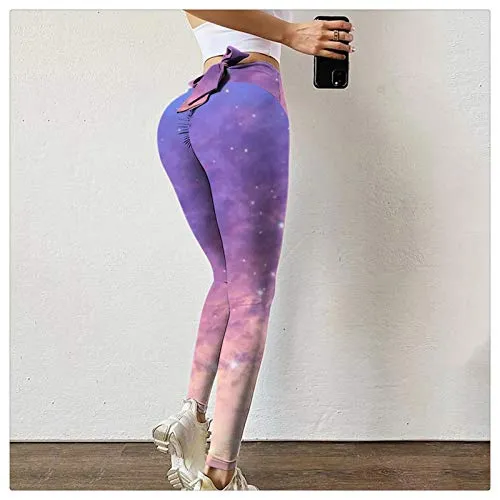 Cotonie Famous TikTok Leggings, High Waist Hip Butt Lift Yoga Pants for Women, Bow Tie Butt Lifting Workout Running Tights Stretch Tight (N, XL)