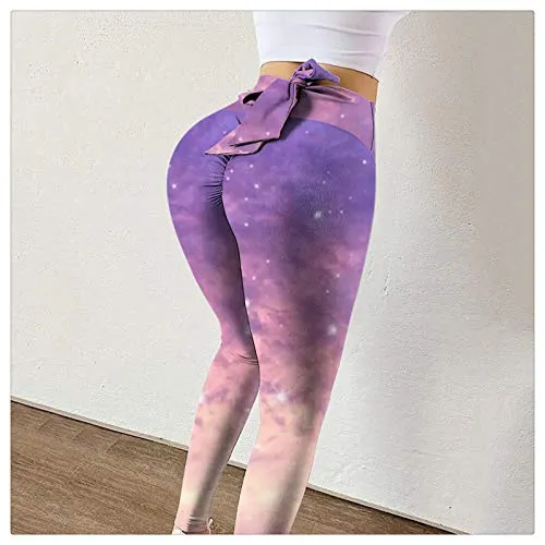 Cotonie Famous TikTok Leggings, High Waist Hip Butt Lift Yoga Pants for Women, Bow Tie Butt Lifting Workout Running Tights Stretch Tight (N, XL)