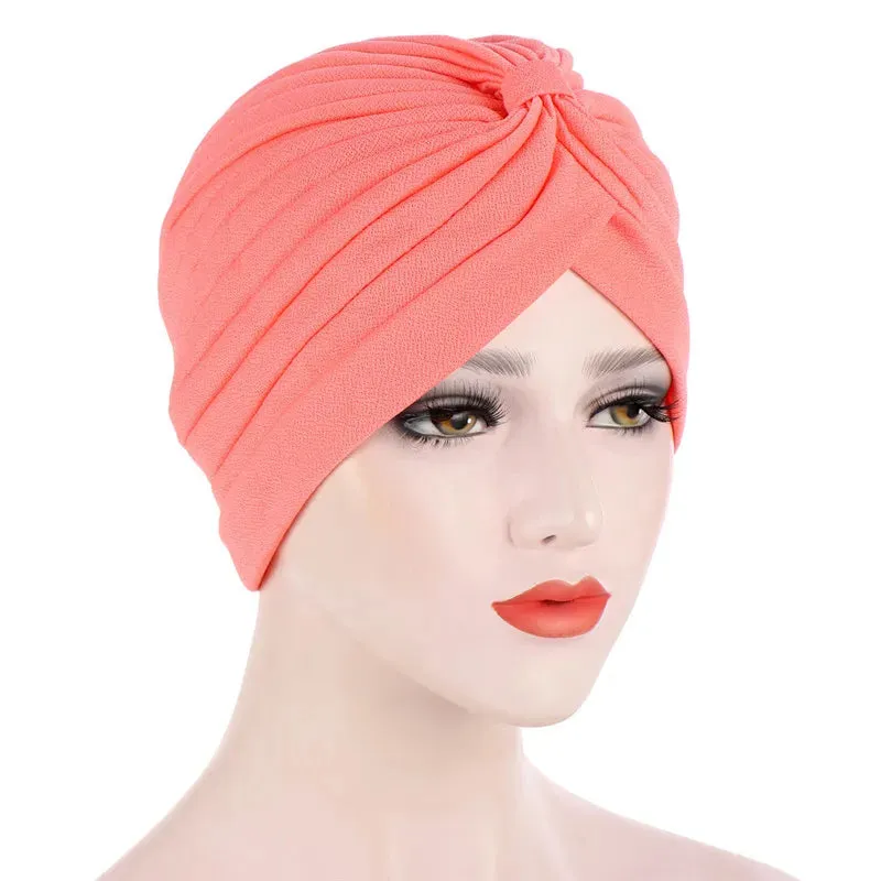 cotton solid folds pearl muslim turban scarf  women islamic inner hijab caps Arab wrap head