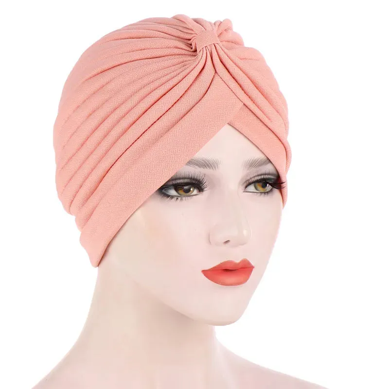 cotton solid folds pearl muslim turban scarf  women islamic inner hijab caps Arab wrap head