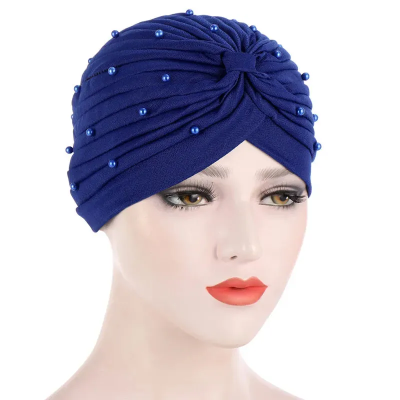 cotton solid folds pearl muslim turban scarf  women islamic inner hijab caps Arab wrap head