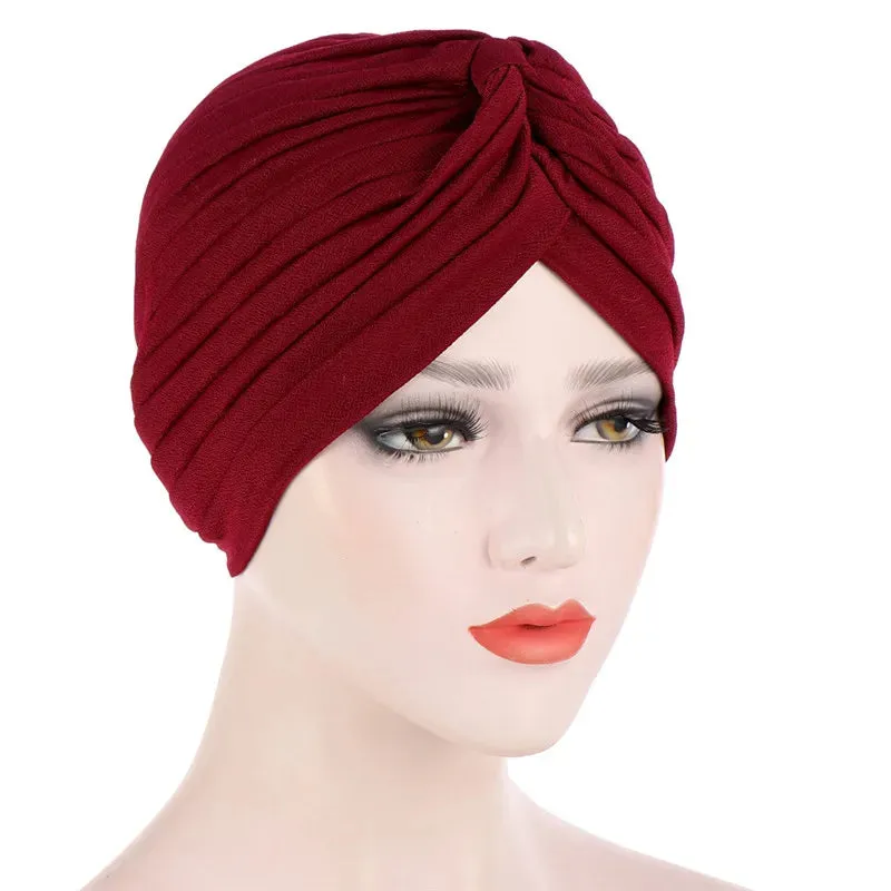 cotton solid folds pearl muslim turban scarf  women islamic inner hijab caps Arab wrap head
