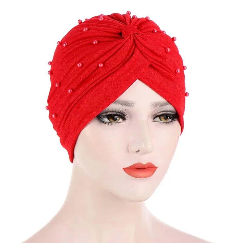 cotton solid folds pearl muslim turban scarf  women islamic inner hijab caps Arab wrap head